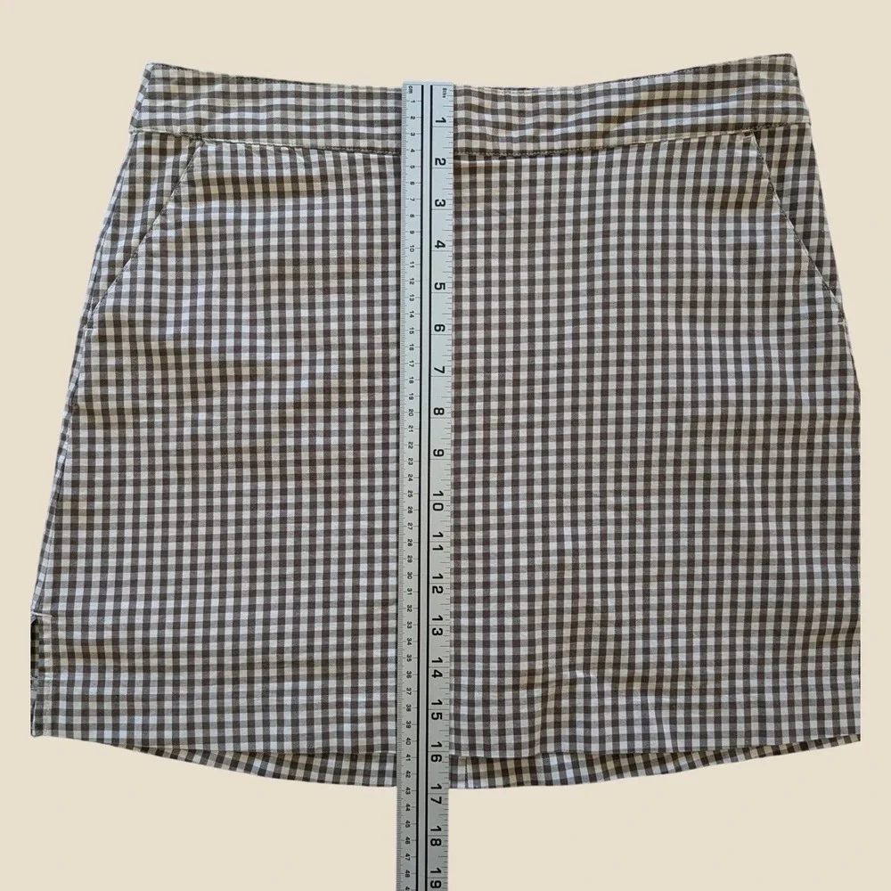 Lady Hagen Golf Skort Women's 8 Brown Cream Gingham Plaid Cotton Stretch